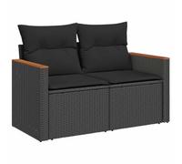 vidaXL Divano da Giardino con Cuscini a 2 Posti Nero in Polyrattan