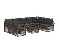 vidaXL Set divano da giardino, 10 pezzi, grigio polyrattan, divano da giardino, design modulare, resistente alle intemperie, seduta esterna per spazi aperti Chics