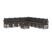 vidaXL Set di divani da giardino, 10 pezzi, grigio polyrattan, divano modulare moderno, resistente alle intemperie, perfetto per relax, mobili da patio, cuscino per giardino