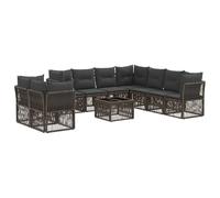 vidaXL Set di divani da giardino, 10 pezzi, grigio polyrattan, divano da giardino, stile moderno, sedili resistenti alle intemperie, struttura modulare, comfort per esterni
