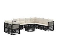 vidaXL Set di divani da giardino, 10 pezzi, colore nero polyrattan, divano da giardino, stile moderno, sedili resistenti alle intemperie, disposizione modulare, comfort per esterni