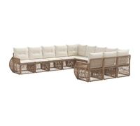 vidaXL Set di divani da giardino, 11 pezzi, beige e bianco crema, divano modulare moderno, resistente alle intemperie, comodo per esterni, sedili regolabili, mobili per patio