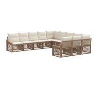 vidaXL Set di divani da giardino, 11 pezzi, beige, in rattan sintetico, divano da giardino modulare, resistente alle intemperie, gambe regolabili, per comfort e relax all'aperto