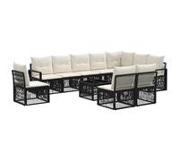 vidaXL Set di divani da giardino 11 pz nero polyrattan, divano da giardino moderno, set confortevole resistente alle intemperie, mobili modulari per il patio, angolo lounge e consolle
