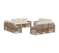 vidaXL Set di divani da giardino, 12 pezzi, beige e bianco crema, mobili da giardino modulari, divano resistente alle intemperie, set lounge in rattan, relax