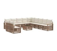 vidaXL Set divano da giardino 12 pz beige polyrattan, divano modulare, resistente alle intemperie, mobili da giardino, soggiorno esterno flessibile, sedili da patio riconfigurabili