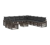 vidaXL Set di divani da giardino, 12 pezzi, grigio polyrattan, divano da giardino moderno, resistente alle intemperie, con gambe regolabili, in rattan