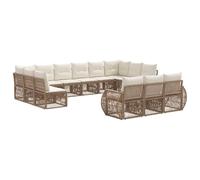 vidaXL Set di divani da giardino, 13 pezzi, beige e bianco crema, divano modulare per giardino, resistente alle intemperie, comodo, facile da pulire, spazio esterno