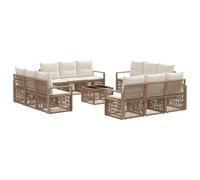 vidaXL Set di divani da giardino, 13 pezzi, beige polyrattan, divano da esterno modulare, resistente alle intemperie, stile moderno, mobili in rattan, cuscini in schiuma