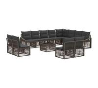 vidaXL Divano da giardino, 13 pezzi, grigio polyrattan, divano modulare, moderno, resistente alle intemperie, con gambe regolabili, ideale per rilassarsi in giardino