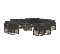 vidaXL Set di divani da giardino, 14 pezzi, grigio polyrattan, set di divani da giardino, mobili da esterno, moderni, resistenti alle intemperie, comfort ottimale, perfetto per terrazze