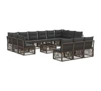 vidaXL Divano da giardino, 14 pezzi, grigio polyrattan, divano da esterno, moderno, resistente alle intemperie, modulabile, confortevole, mobili da giardino flessibili