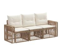 vidaXL Set di divani da giardino, 3 pezzi, beige e bianco crema, divano moderno per esterni, seduta modulare resistente alle intemperie, ideale per giardino, patio, terrazza e altro ancora