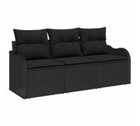 vidaXL Divano da Giardino Senza Braccioli Nero in Rattan Sintetico con Cuscini, Struttura in Acciaio per Esterni, per Patio, Balcone, Terrazza, Set Mobili Lounge Modulari, Resistente all'Acqua