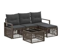 vidaXL Set di divani da giardino, 5 pezzi, grigio polyrattan, divano da esterno, moderno, resistente alle intemperie, salotto modulare, chaise longue imbottita in polyrattan
