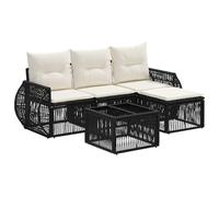 vidaXL Set di divani da giardino, 5 pezzi, colore nero e bianco, crema, moderno, resistente alle intemperie, modulare per rilassarsi, giardino, comfort sulla terrazza