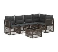 vidaXL Set di divani da giardino, 6 pezzi, grigio polyrattan, mobili da giardino moderni, set di divani, design modulare, sedute resistenti alle intemperie, angolo relax per il patio