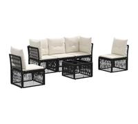 vidaXL Set di divani da giardino, 6 pezzi, colore nero, polyrattan, divano da giardino moderno, resistente alle intemperie, design modulare, set esterno in polyrattan, set da esterno