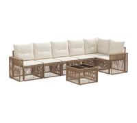 vidaXL Set di divani da giardino, 7 pezzi, beige e bianco crema, set di divani moderni per esterni, design modulare resistente alle intemperie, mobili in polyrattan per giardino