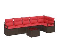vidaXL Tuinbankenset 7 st Bruin en Rood poly rattan