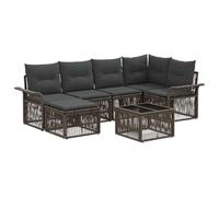 vidaXL Set di divani da giardino, 7 pezzi, grigio polyrattan, divano moderno da esterno, resistente alle intemperie, design modulare, ideale per il giardino, seduta confortevole