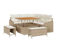 vidaXL Set divani da giardino 8 pezzi Beige polirattan con cuscini per 5 adulti