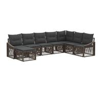 vidaXL Set di divani da giardino, 8 pezzi, grigio rattan sintetico, divano modulare moderno, resistente alle intemperie, gambe regolabili, comodo per il tuo patio o giardino