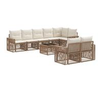 vidaXL Set di divani da giardino 9 pezzi beige e bianco crema, set da salotto da giardino resistente alle intemperie, design modulare moderno, mobili da patio per rilassarsi