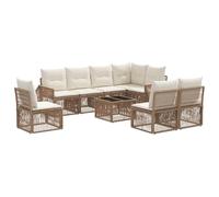vidaXL Set di divani da giardino, 9 pezzi, beige e bianco crema, mobili da esterno regolabili, divano modulare moderno, sedie con cuscini resistenti alle intemperie, ideale per patio