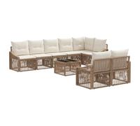 vidaXL Set di divani da giardino, 9 pezzi, beige, in rattan sintetico, set moderno per esterni, resistente alle intemperie, piedini regolabili, design modulare