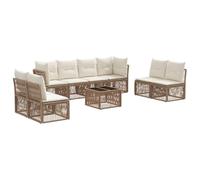 vidaXL Set di divani da giardino, 9 pezzi, beige, in rattan sintetico, divano da esterno moderno, resistente alle intemperie, design modulare, divano in rattan, mobili regolabili per rilassarsi