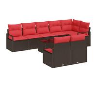 vidaXL Set Divano da Giardino 9 pz Marrone e Rosso polyrattan