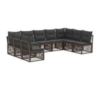 vidaXL Set di divani da giardino, 9 pezzi, grigio rattan sintetico, set divano moderno per esterni, resistente, design modulare, mobili in rattan, sedie da giardino flessibili
