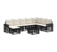 vidaXL Set di divani da giardino, 9 pezzi, colore nero e bianco, crema, moderno divano da giardino, resistente alle intemperie, design modulare, set per terrazza o giardino