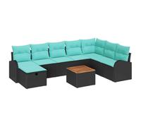 vidaXL Set Divano da Giardino con cuscino 9 pcs Nero Poly Rattan, Set Divano Modulari Moderni per Giardino, Mobili da Esterno con Materiali Resistenti UV, Comparti e Design Leggero