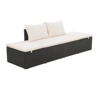 vidaXL Lettino da Esterno 195x60x60 cm in Polyrattan Nero Prendisole Sdraio