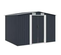 vidaXL Capanno per Attrezzi da Giardino Ventilato Ingresso a Scorrimento Robusto Casetta da Esterno Magazzino Antracite 257x205x178 cm in Acciaio