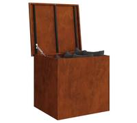 vidaXL Scatola di Stoccaggio Esterno Ruggine 55 x 50,5 x 50 cm Acciaio, Cassa da Giardino, armadietto Rettangolare, Mobile Resistente al Tempo, organizzatore in Acciaio, Soluzione duratura
