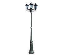 Lampione da giardino 3 bracci 215 cm verde scuro/nero alluminio