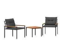 vidaXL Set Mobili da Esterno 3 pcs Grigio Scuro polyrattan, Set Tavolo in Legno di Acacia per Giardino e Terrazza, con Sedie, Telaio in Acciaio Resistente, Cuscini Rimovibili