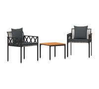 vidaXL tuinmeubelset 3 st Grijs en Donkergrijs poly rattan