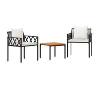 vidaXL tuinmeubelset 3 st Zwart en Cream Wit poly rattan