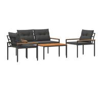 vidaXL Set Mobili da Esterno 4 pcs Grigio Scuro polyrattan, Set Tavolo in Legno di Acacia per Giardino e Terrazza, con Sedie, Telaio in Acciaio Resistente, Cuscini Rimovibili