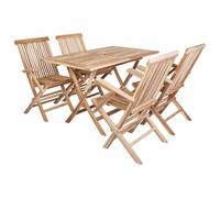 vidaXL Tuinmeubelset 5 st Naturel Massief Teakhout