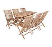 vidaXL Tuinmeubelset 7 st Naturel Massief Teakhout