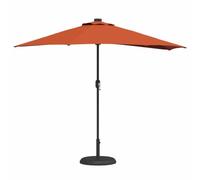 vidaXL Ombrellone da Giardino Mezzano con Luci LED, Tessuto Poliestere Anti-UV e Impermeabile, Manovella Regolabile, Struttura in Alluminio Grigio Scuro, 294 x 150 x 224 cm, Ombrelloni da Patio