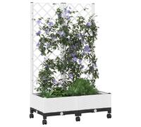 vidaXL Fioriera da giardino con recinzione e ruote, 80 x 40 x 131,5 cm, colore: bianco