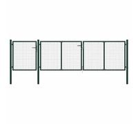 vidaXL Cancello per Giardino a Rete – Acciaio zincato con serratura e maniglie, 400x100 cm Verde