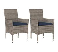 vidaXL Tuinstoelen 2 st met kussens poly rattan grijs