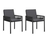 vidaXL Sedie da giardino 6 pz nero e grigio scuro polyrattan, sedie da giardino e da terrazza, mobili rettangolari moderni, seduta resistente allo sbiadimento per il relax